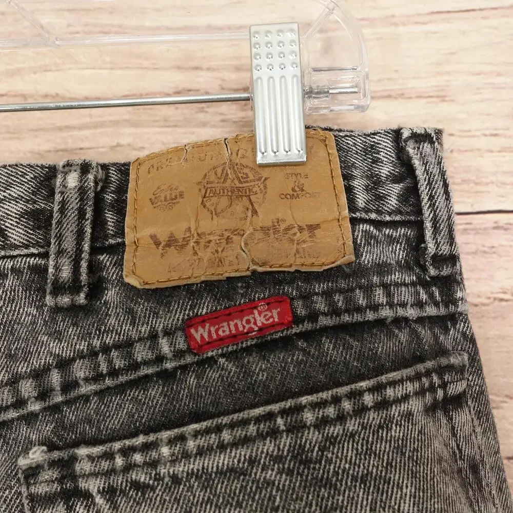 Vintage Wrangler Jeans 36x32 (33x30) Gray Acid Wash Denim Punk Patches DBEAT
